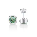 Classic 925 sterling silver 1 carat moissanite stud earrings with a four-prong setting - 1CTx2 / Blue-Green 100-Facet Cut