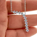 925 silver moissanite necklace featuring eleven round cut gems in geometric layout - 3mm*11PCS / Zircon White