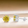 Boucles d'oreilles en argent S925 avec serti classique à six griffes et moissanite jaune - 5mmx2 / Jaune d'Or