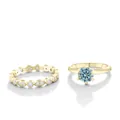 Moissanite ringenset van 18K goud verguld S925 zilver met een blauwe edelsteen - US 5 / Origineel Blauw
