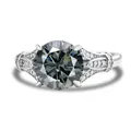 925 silver eternity ring with 3 carat round gray moissanite and side stones inlay - Gray