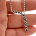 S925 sterling silver necklace featuring an arc of ten round black moissanite stones - 3mm*11PCS / Gray