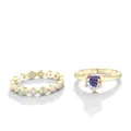 Eternity ring en 18K vergulde S925 zilveren moissaniet ring set op witte achtergrond - AB Wit