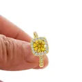 Classic gold finished 925 silver ring with 1 carat yellow moissanite and halo setting - US 5 / Gold Yellow