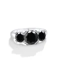 Elegant S925 sterling silver ring featuring three round black stones in a claw setting - Black / Size 5