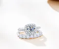 1.7ct moissanite sterling silver halo ring set with S925 stamp in white gold finish - Size 5 / White