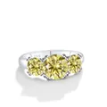Three-stone S925 sterling silver ring with yellow moissanite and brilliant cut gems - Lemon Yellow / Size 5