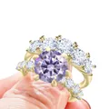 Luxe S925 zilveren ringenset met 7,8ct paarse moissanite en goudkleurige afwerking - Maat 5 / Lichtpaars