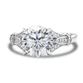 Luxurious 925 sterling silver ring featuring a 3 carat round moissanite and hollow pavé detail - White