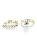 Moissaniet ringen set in 18K goud verguld S925 zilver met golvende aanschuifring - US 5 / Wit