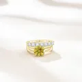 Luxe 925 sterling zilveren ringenset met gele moissaniet en fonkelende accenten - Goudgeel