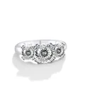 Three-stone S925 sterling silver ring featuring three round brilliant cut moissanite stones - White 100-Facet Cut / Size 5