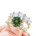 Luxe 925 sterling zilveren ringset met groene moissanite en gouden vergulding - Maat 5 / Donkergroen