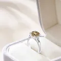Luxury sterling silver ring with 5ct pear cut champagne moissanite and baguette side stones - Original Yellow