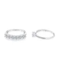 Sparkling S925 sterling silver classic multi-stone ring with round brilliant cut stones - Row Ring And Solitaire Ring Combination / White / 5 Yards