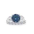 Luxurious 925 silver wedding ring set with 12ct blue moissanite and side diamonds - Royal Blue