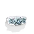 S925 silver ring featuring three round bright light blue stones in a classic setting - Original Blue / Size 5