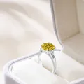 Luxury 5ct yellow moissanite sterling silver ring in high-end velvet gift box - Gold Yellow