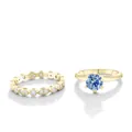 Moissanite eeuwigheidsband en blauwe steen ring in 18K geelgoud verguld S925 zilver - Saffierblauw