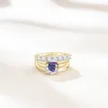 Luxe goudvergulde 925 sterling zilveren moissanite ringen set met S925 keurmerk - AB Wit