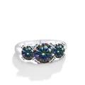 Elegante anello in argento S925 con tre pietre di moissanite dai colori vivaci - Arcobaleno