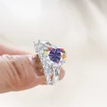 Luxury sterling silver 6.5ct moissanite ring set with colorful fire and side stones - AB Color