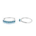 Hemelsblauwe kristallen S925 zilveren ringenset met 7-stenen band en solitairering - Rijring En Solitairring Combinatie / Aqua / 5 Yards