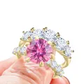 Luxe 7,8 karaat roze moissanite trouwringen set in 925 sterling zilveren gouden afwerking - Maat 5 / Roze