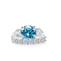 Luxury 925 silver wedding ring set featuring 12ct blue moissanite with pear accents - Size 5 / Aqua