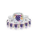 Set di anelli in argento S925 con pietre di moissanite cangianti e finitura in oro - n.5 / Set di Anelli in Moissanite (Set da 2 Pezzi) / Aurora boreale