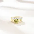 Luxe S925 zilveren ringenset met 2,7 ct gele moissanite en goudkleurige stapelring - Citroengeel