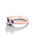 Bague moissanite 5CT or rose avec pierre arc-en-ciel ovale et anneau argent S925 - Or Rose-AB Aurore