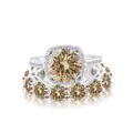 Set di anelli in argento S925 con moissanite champagne 8CT e montatura halo elegante - n.5 / Set di Anelli in Moissanite (Set da 2 Pezzi) / verde-giallo