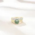 Luxe 2,7 karaat moissanite ringenset met gouden finish en S925 zilveren stempel - Blauwe En Groene Noedels