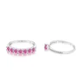 Elegante S925 zilveren ring met zeven ronde roze stenen in een minimalistisch open design - Rijring En Solitairring Combinatie / Roze / 5 Yards