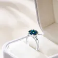 Luxury 5ct rainbow moissanite sterling silver ring set in white velvet gift box - Rainbow