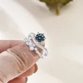 S925 sterling silver ring set with colorful round moissanite and multi-row diamond bands - Rainbow