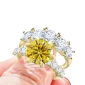 Luxe S925 zilveren ringenset met 7,8 karaat gele moissaniet en zijsteentjes - Maat 5 / 2-in-1 Ringenset (xyq4034) / Goudkleurig