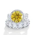 Luxurious 12 carat yellow moissanite ring set in 925 sterling silver for weddings - US 5 / Gold Yellow