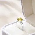 Luxury 5-carat yellow moissanite silver ring set with tapered baguette side stones - Lemon Yellow