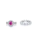 Luxury S925 silver eternity ring set with 7.2ct pink moissanite and side stones - Size 5 / Multi-faceted Pink