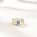Luxe 2,7 karaat moissanite ringenset van S925 sterling zilver met goudkleur - Wit