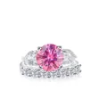 Luxury 925 sterling silver ring set with 12ct round pink moissanite and side stones - Pink
