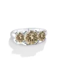 Anello tre pietre in moissanite champagne e argento sterling 925 con incastonatura - Giallo Originale