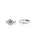 Set di anelli di lusso in argento 925 con moissanite champagne e design halo - Misura 5 / Rosa
