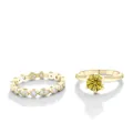 Moissanite S925 zilveren ring in 18K goud met gele ronde geslepen hoofdsteen - Goudgeel