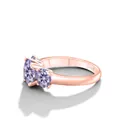 Bague en argent S925 plaqué or rose avec trois moissanites violet clair - Or Rose-Violet Clair