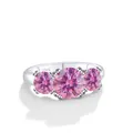 Anello in argento S925 con tre moissaniti rosa tonde in una classica incastonatura a griffe - Rosa