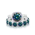 Set di anelli in argento S925 dorato con moissanite arcobaleno e halo - n.5 / Set di Anelli in Moissanite (Set da 2 Pezzi) / Multicolore