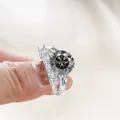 6.5 carat round cut dark grey moissanite ring set in S925 sterling silver finish - Gray